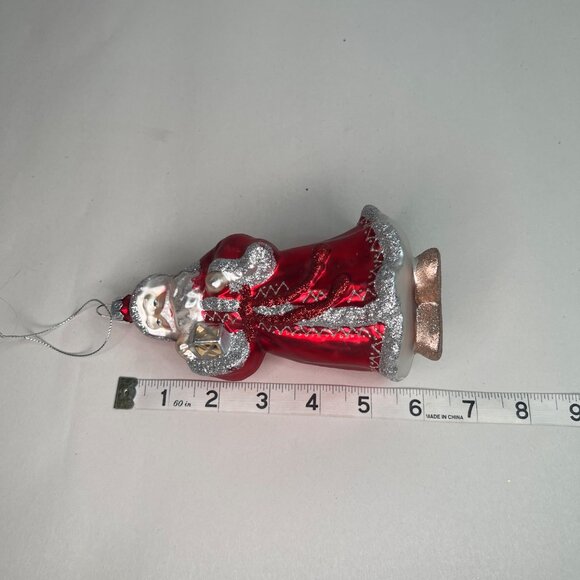 Vintage Blown Glass Santa Claus Ornament With Red Robe & Glitter Accents - Picture 6 of 6